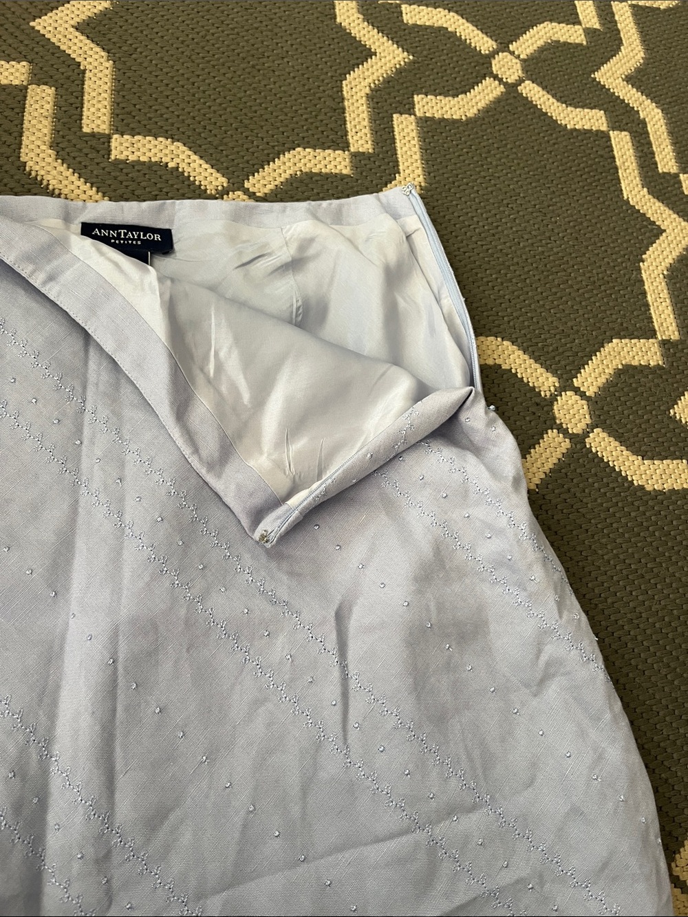 Ann Taylor Light Blue A-Line Eyelet Skirt - Picture 4 of 5
